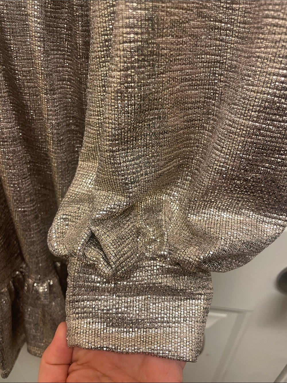 Metallic Cinch-Front Dress - Champagne - Picture 6 of 9